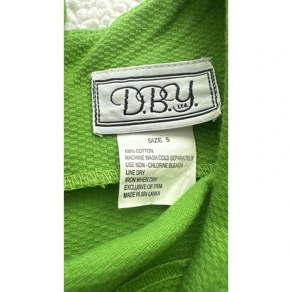 VTG 90s Sleeveless Green Mini Dress White Flowers Size 5 Garden Retro Cottage - Picture 9 of 10